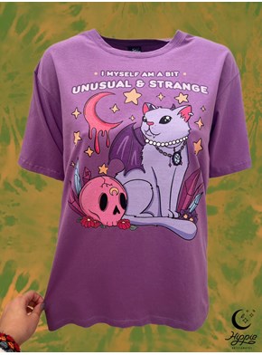 Camiseta Gato Goth - Lilás Lavanda