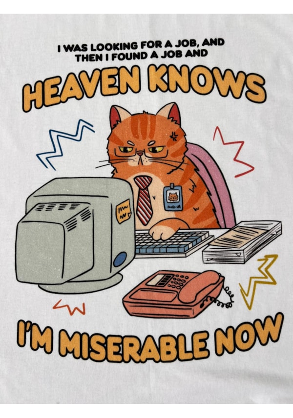 Camiseta Gato heaven knows - Off-White