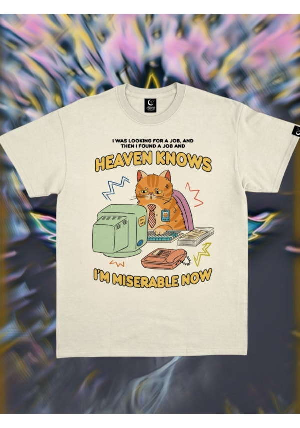 Camiseta Gato heaven knows - Off-White