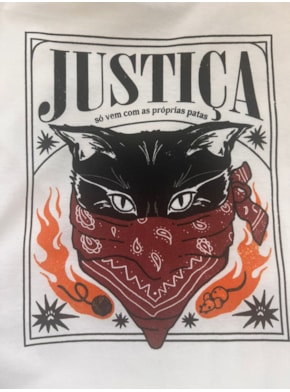 Camiseta Gato Justiceiro - Off-White