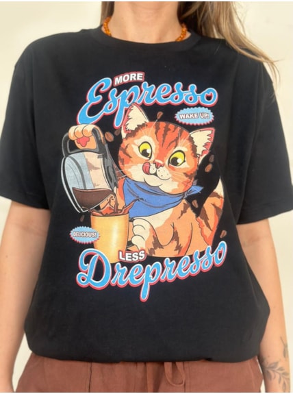 Camiseta Gato more espresso - Preta