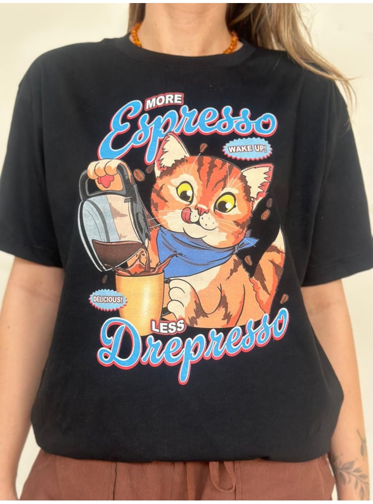 Camiseta Gato more espresso - Preta — imagem 2