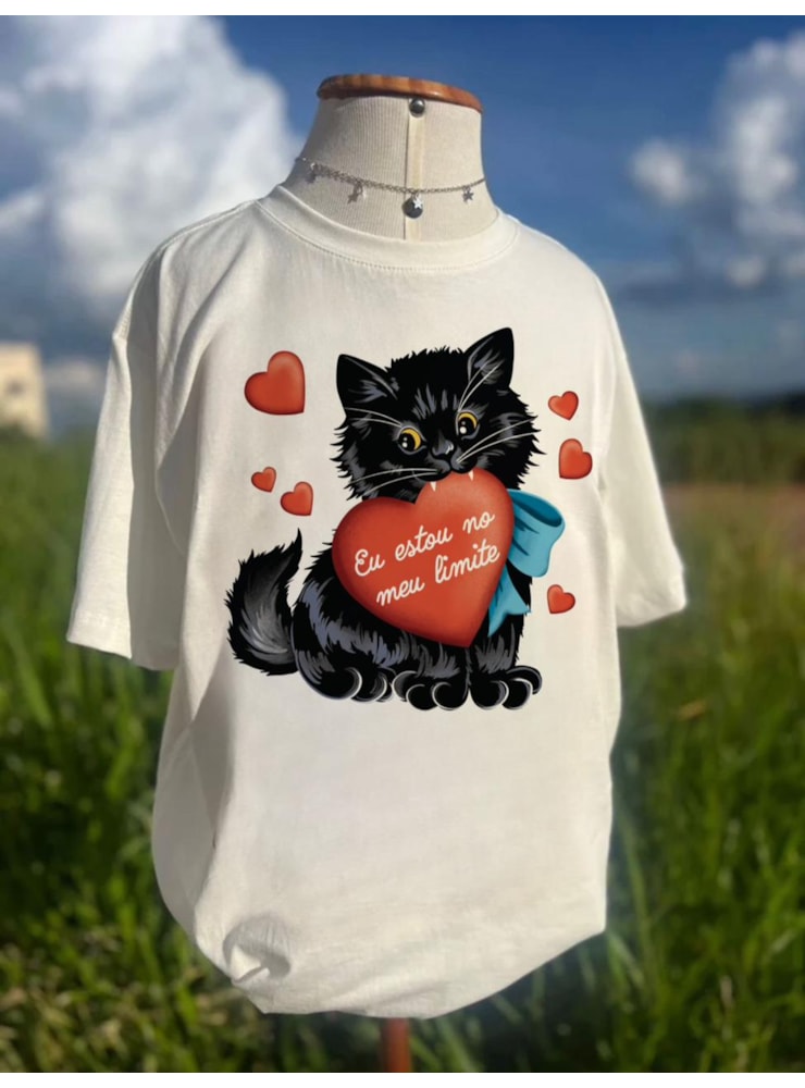 Camiseta Gato no Limite - Off-White — imagem 1
