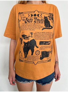 Camiseta Gato Preto - Caramelo