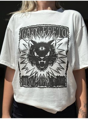 Camiseta Gato Preto Vintage - Off-White