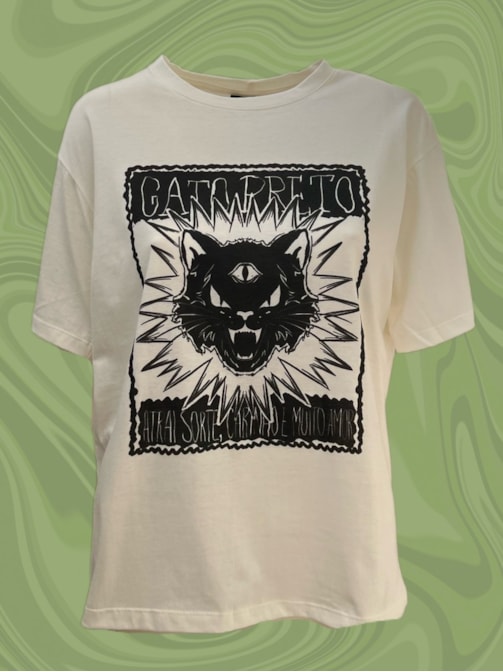 Camiseta Gato Preto Vintage - Off-White