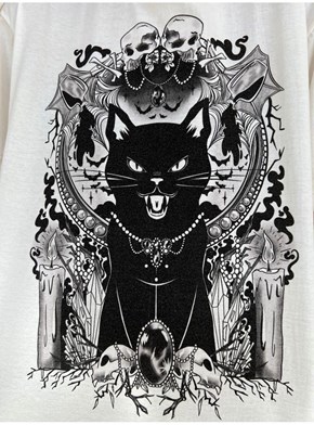 Camiseta Gato Salem - Off-White