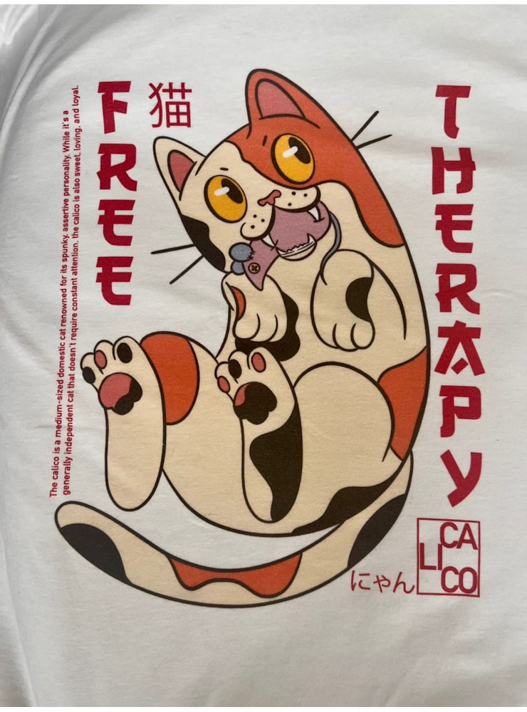 Camiseta Gato Terapêutico - Off-White — imagem 2