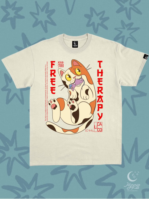 Camiseta Gato Terapêutico - Off-White