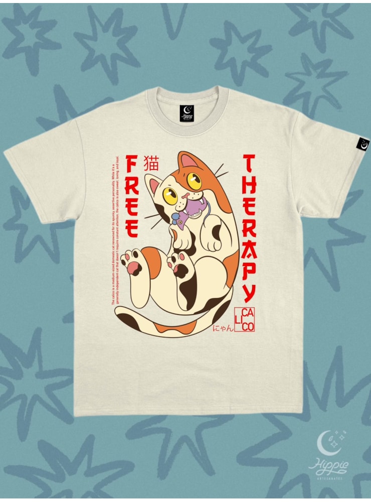 Camiseta Gato Terapêutico - Off-White — imagem 1