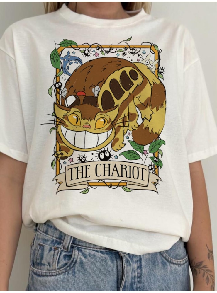 Camiseta Gato Totoro - Off-White — imagem 1