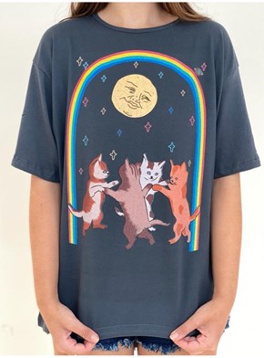 Camiseta Gatos Fest - Chumbo