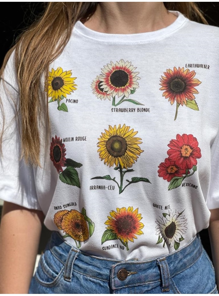 Camiseta Girassóis - Branca — imagem 2