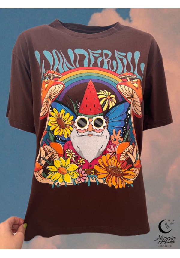Camiseta Gnomo Wonderfull - Marrom