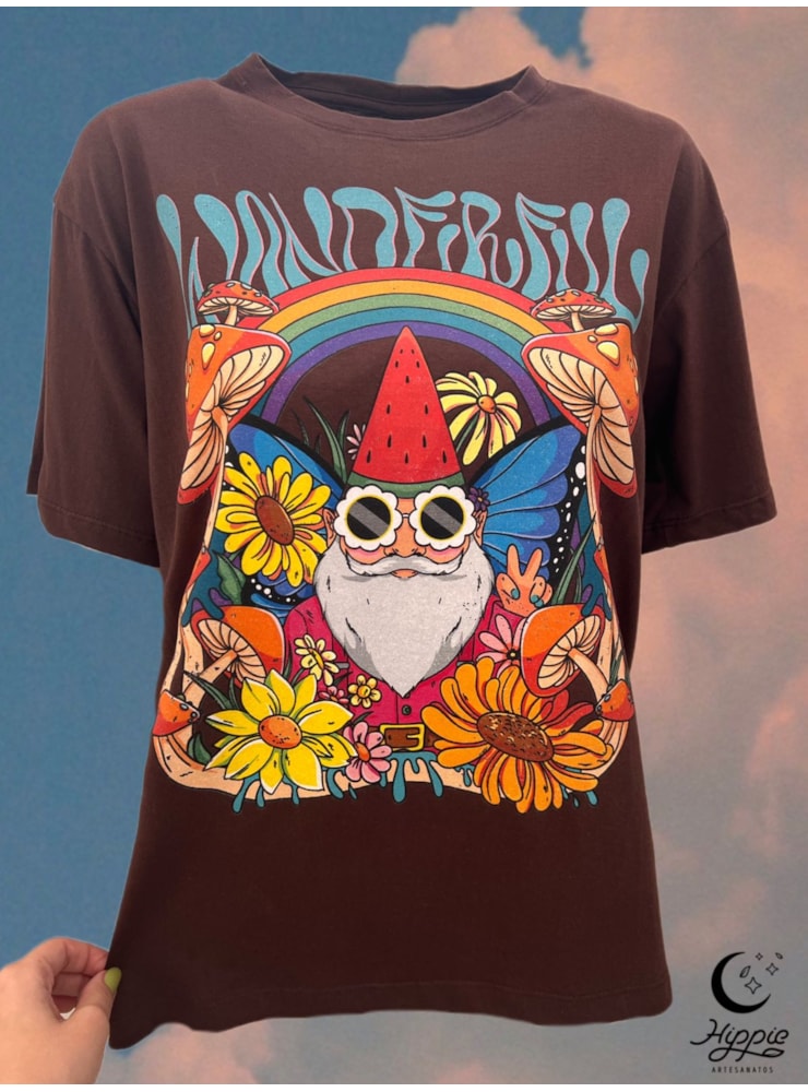 Camiseta Gnomo Wonderfull - Marrom — imagem 2