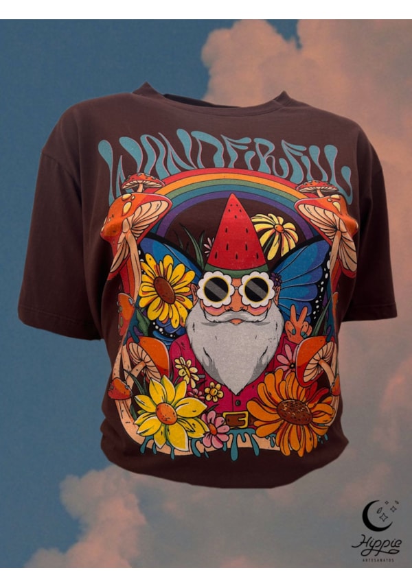 Camiseta Gnomo Wonderfull - Marrom