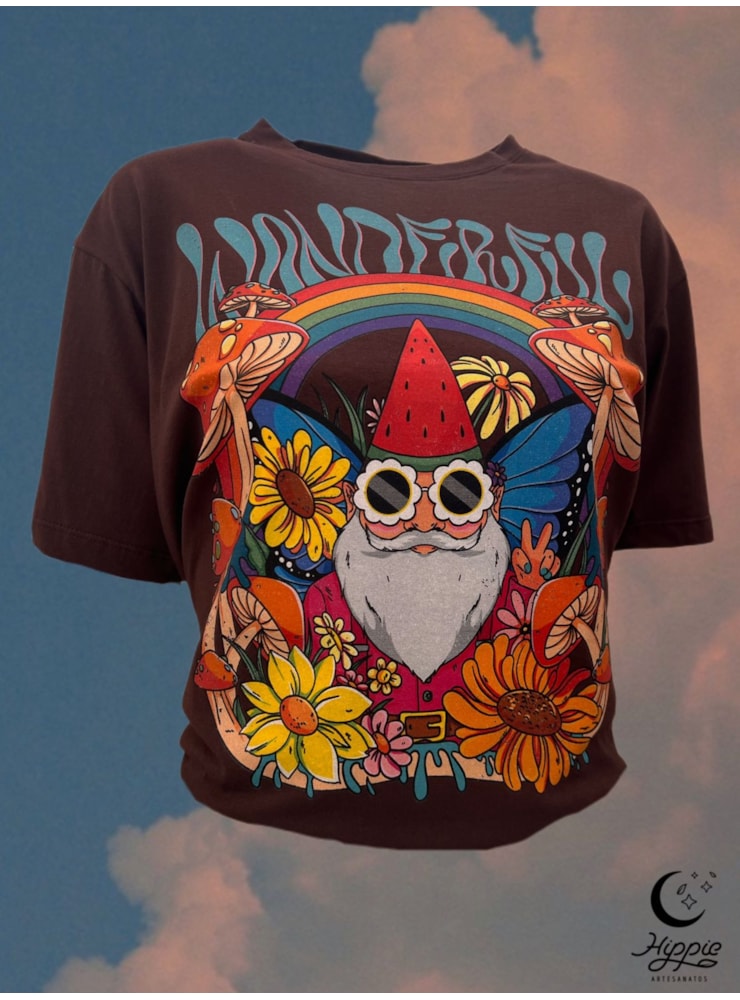 Camiseta Gnomo Wonderfull - Marrom — imagem 1