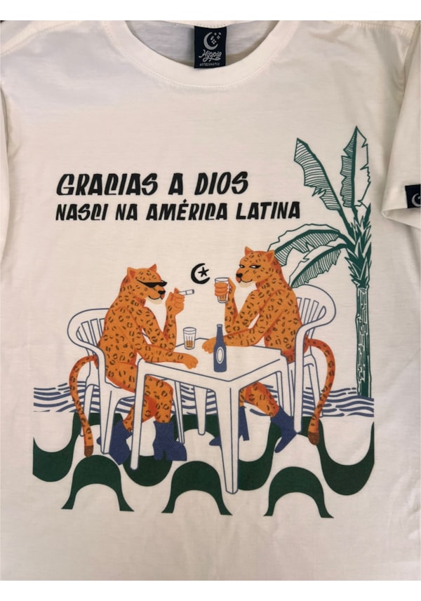 Camiseta Graças a Dios Latina - Off-White