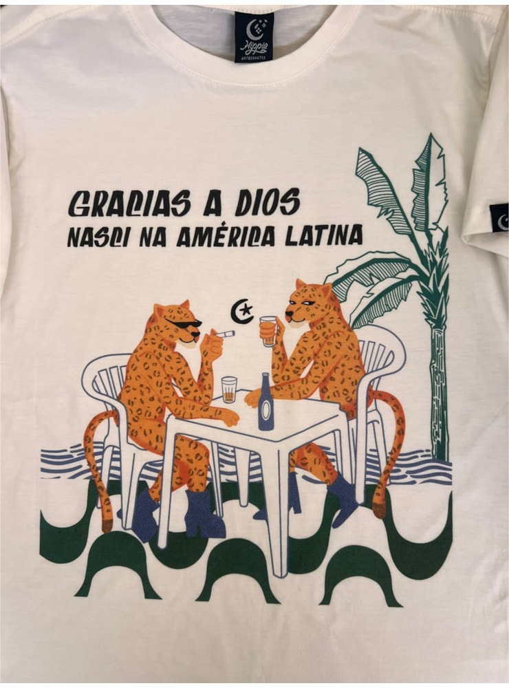 Camiseta Graças a Dios Latina - Off-White — imagem 2