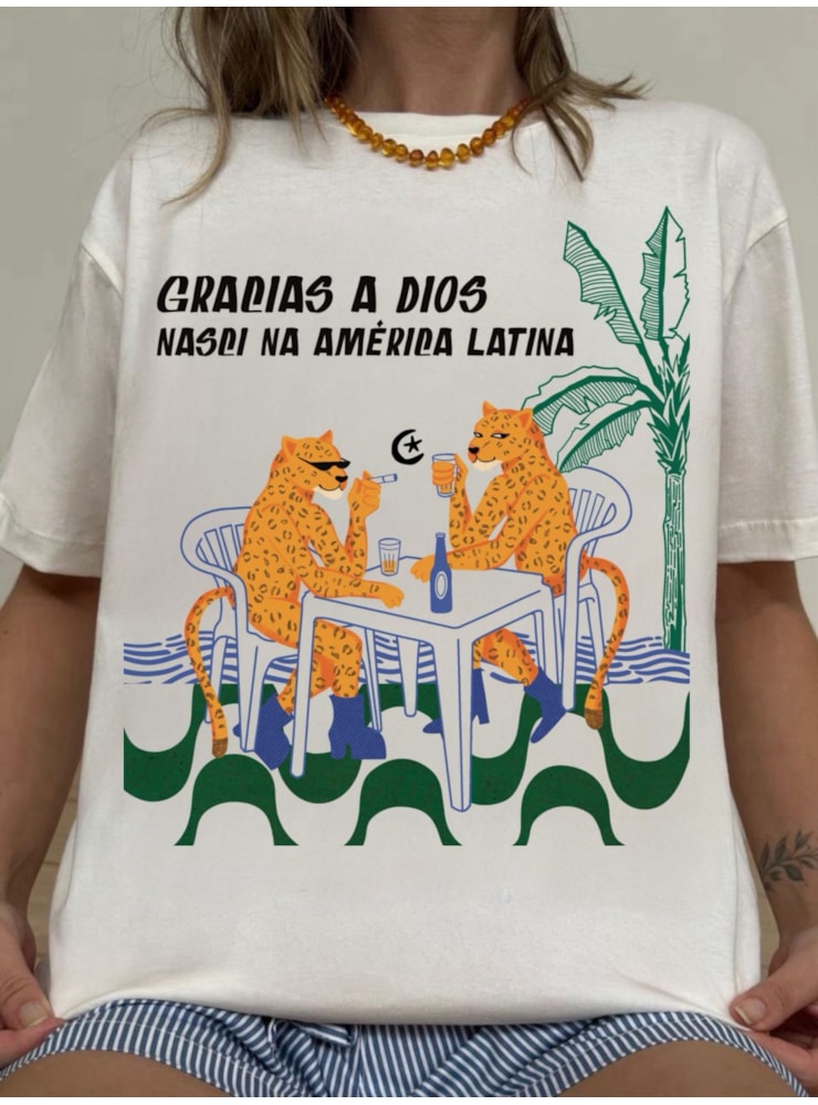Camiseta Graças a Dios Latina - Off-White — imagem 1