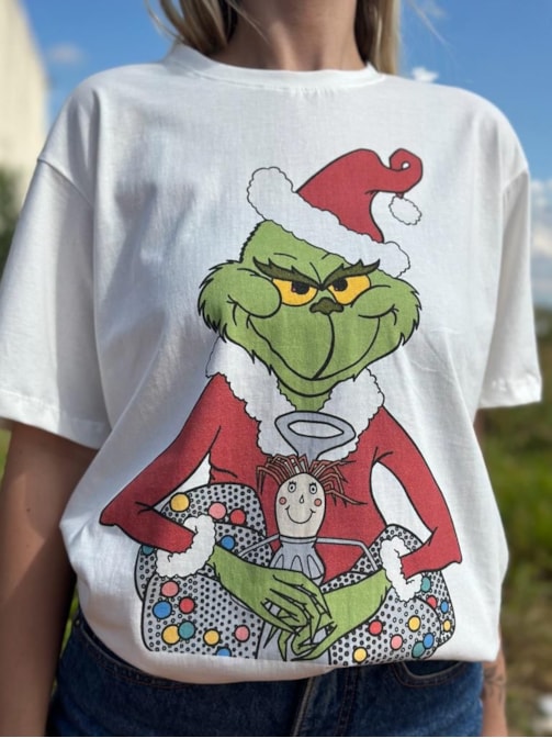 Camiseta Grinch Anjo de Natal - Off-White