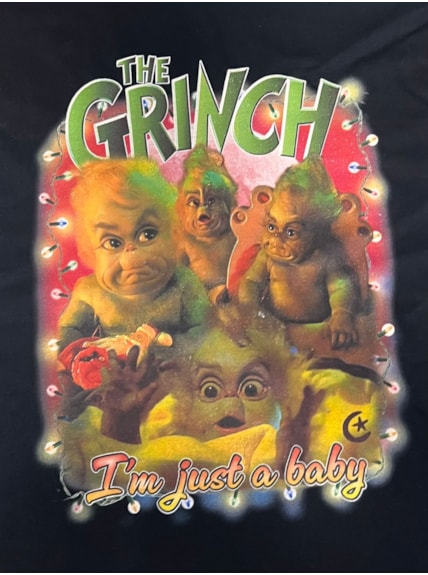 Camiseta Grinch bebê bootleg - Preta