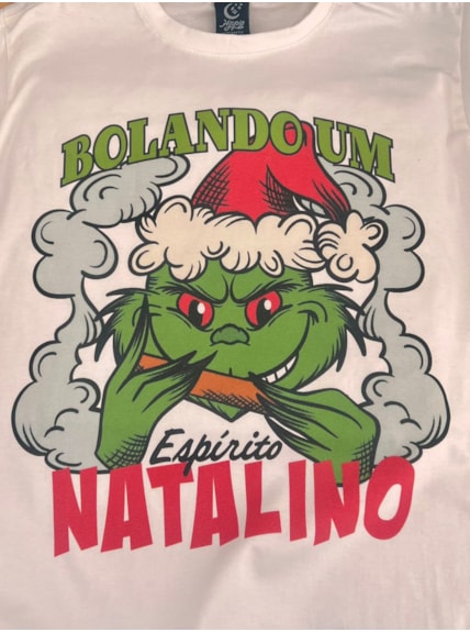Camiseta Grinch Bolando um Espírito Natalino - Off-White