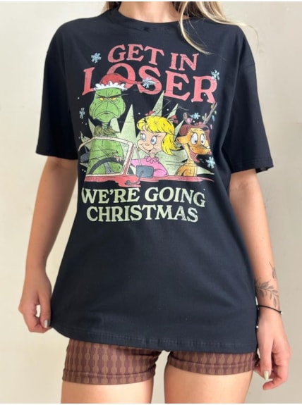 Camiseta Grinch, Cindy e Max - Preta