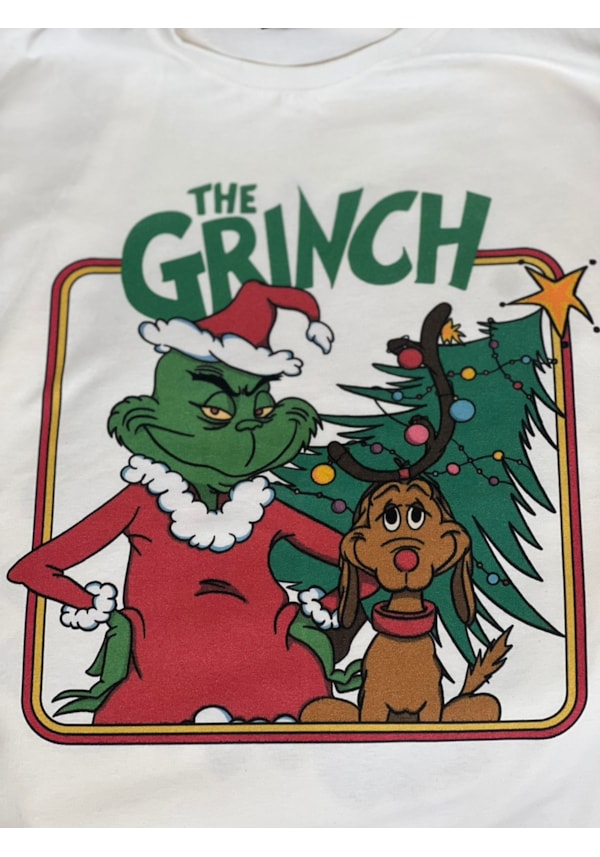 Camiseta Grinch e Max - Off-White