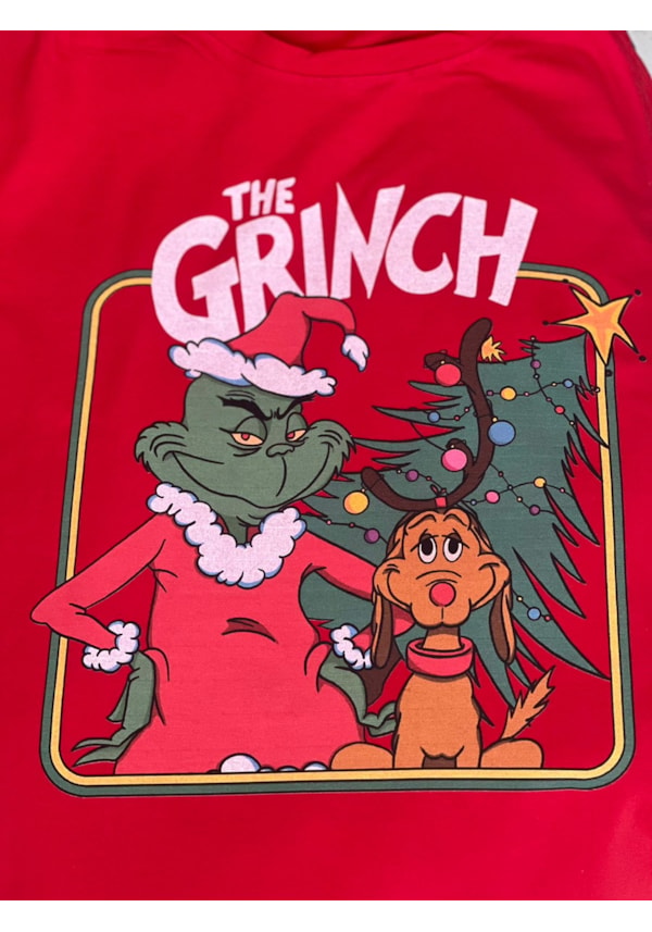 Camiseta Grinch e Max - Vermelha