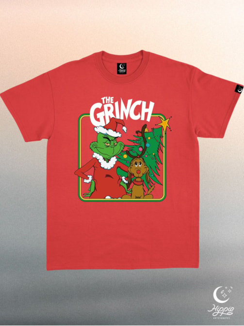 Camiseta Grinch e Max - Vermelha