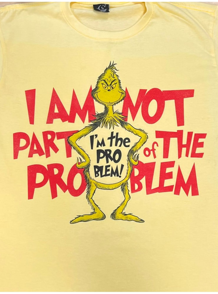 Camiseta Grinch I’m the Problem - Amarela Clara — imagem 2