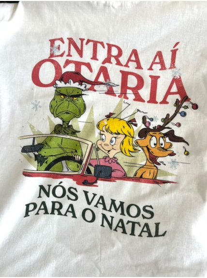 Camiseta Grinch no Natal - Off-White
