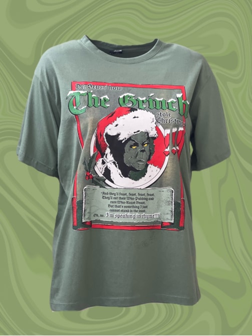Camiseta Grinch Vintage - Verde Alecrim