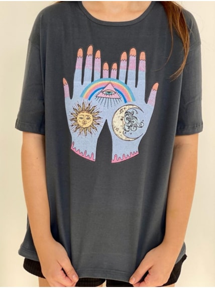 Camiseta Hamsa - Proteção - Chumbo