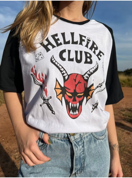 camiseta manga longa stranger things heel fire club