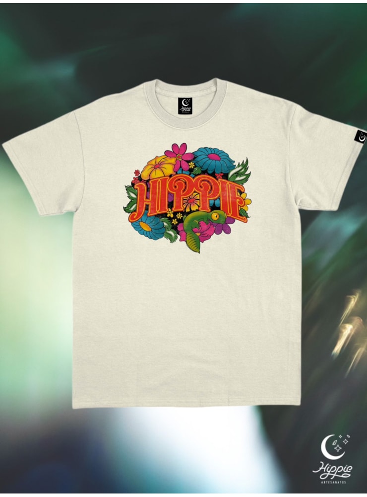 Camiseta Hippie Floral - Off-White - Frente e Verso — imagem 2