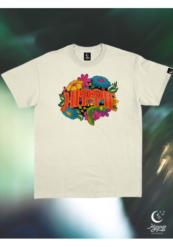 Camiseta Hippie Floral - Off-White - Frente e Verso