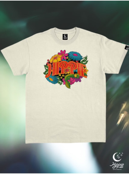 Camiseta Hippie Floral - Off-White - Frente e Verso
