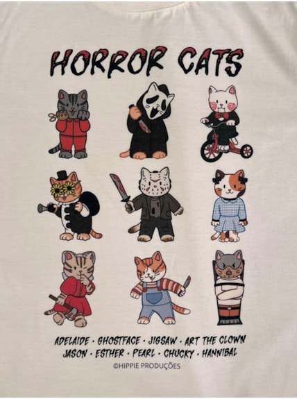 Camiseta Horror Cats - Off-White
