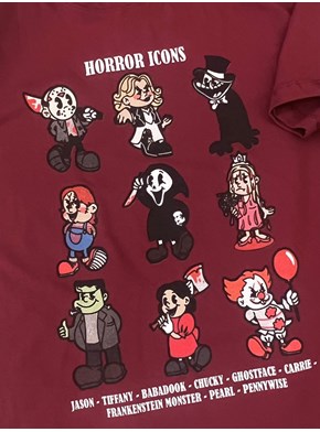 Camiseta Horror Icons - Marsala