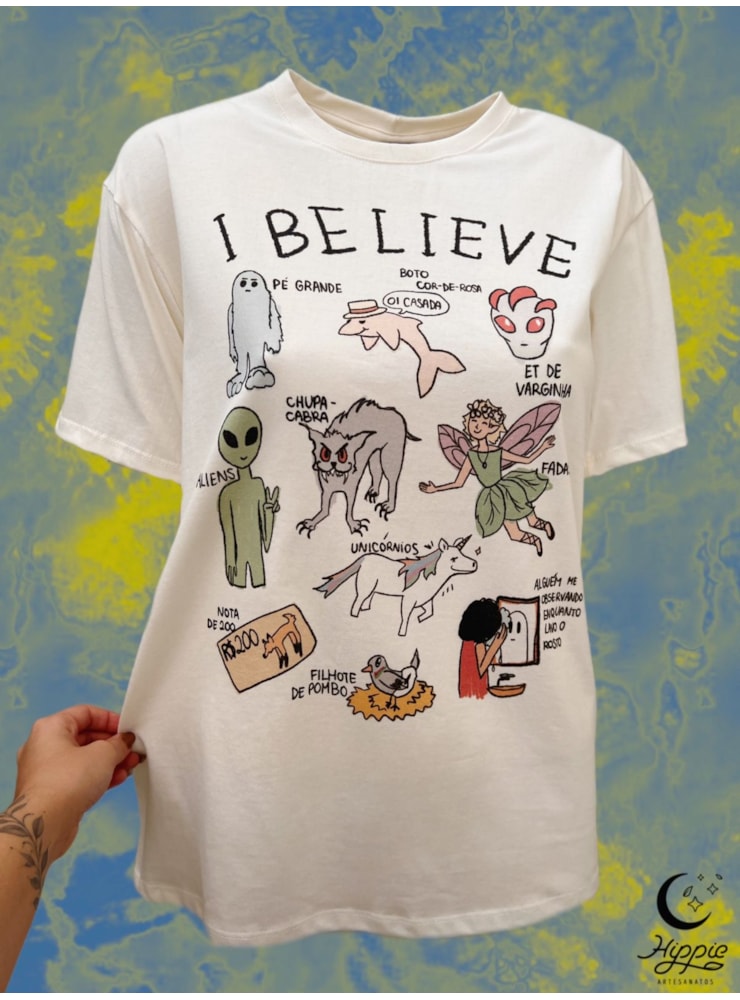 Camiseta I Believe - Off-White — imagem 1