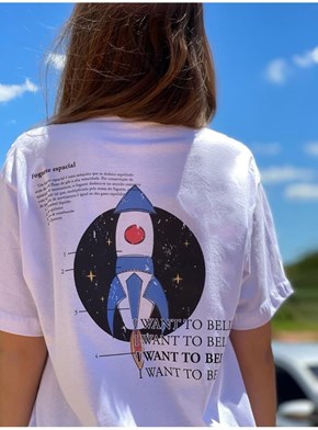 Camiseta I Want to Believe - Branca - Frente e Verso
