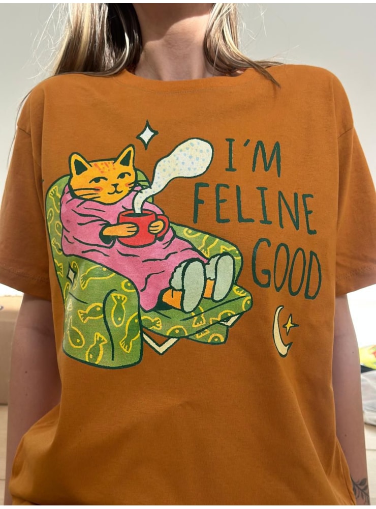 Camiseta I'm Feline Good - Caramelo — imagem 3