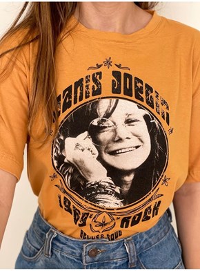 Camiseta Janis Joplin - Caramelo