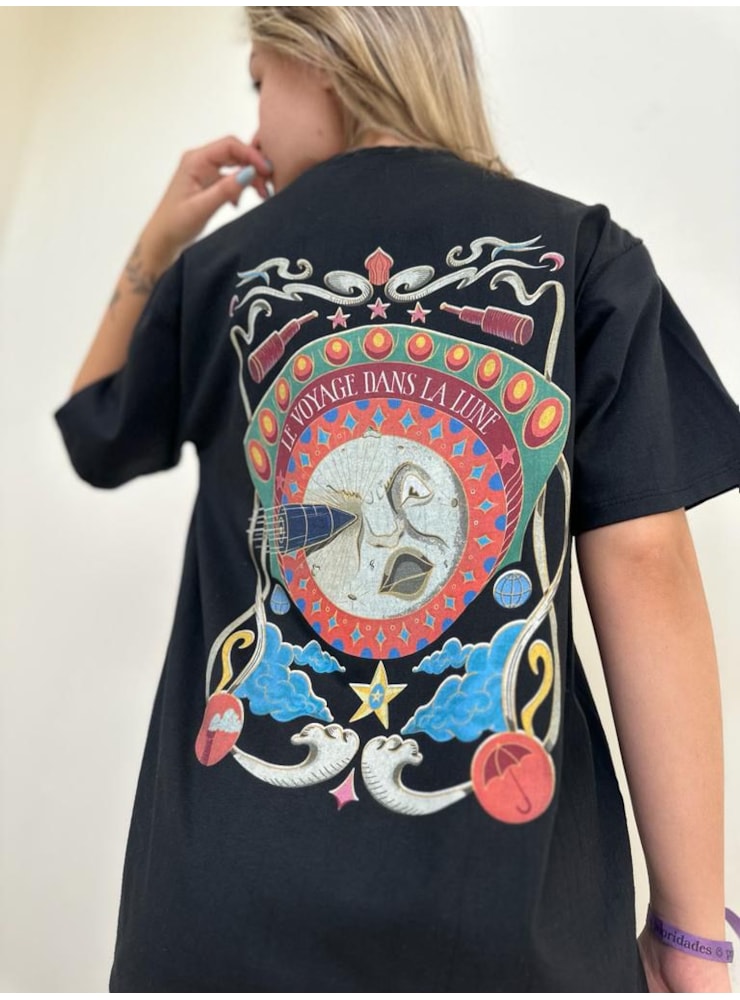 Camiseta La Lune - Preta - Frente e Verso — imagem 2