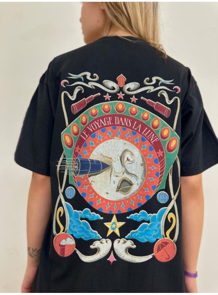 Camiseta La Lune - Preta - Frente e Verso — imagem 1