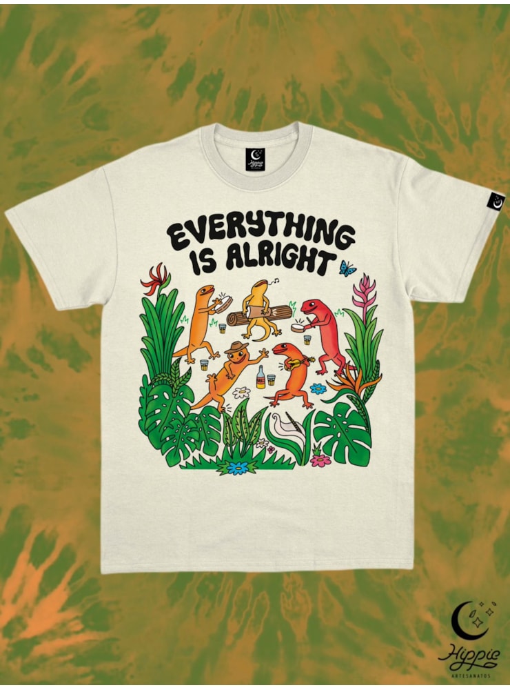 Camiseta Lagartixas Everything is Alright - Off-White — imagem 1
