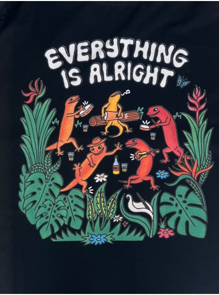 Camiseta Lagartixas Everything is Alright - Preta