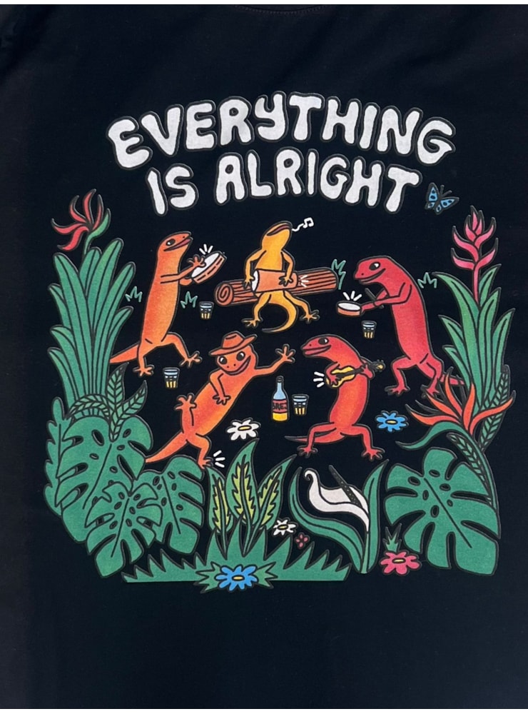 Camiseta Lagartixas Everything is Alright - Preta — imagem 2